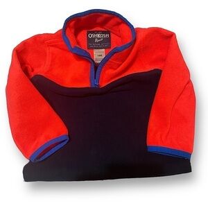 OSHKOSH Fleece 3/4 Zip Pullover Sweatshirt Boys Size 18M Red & Blue  Like New